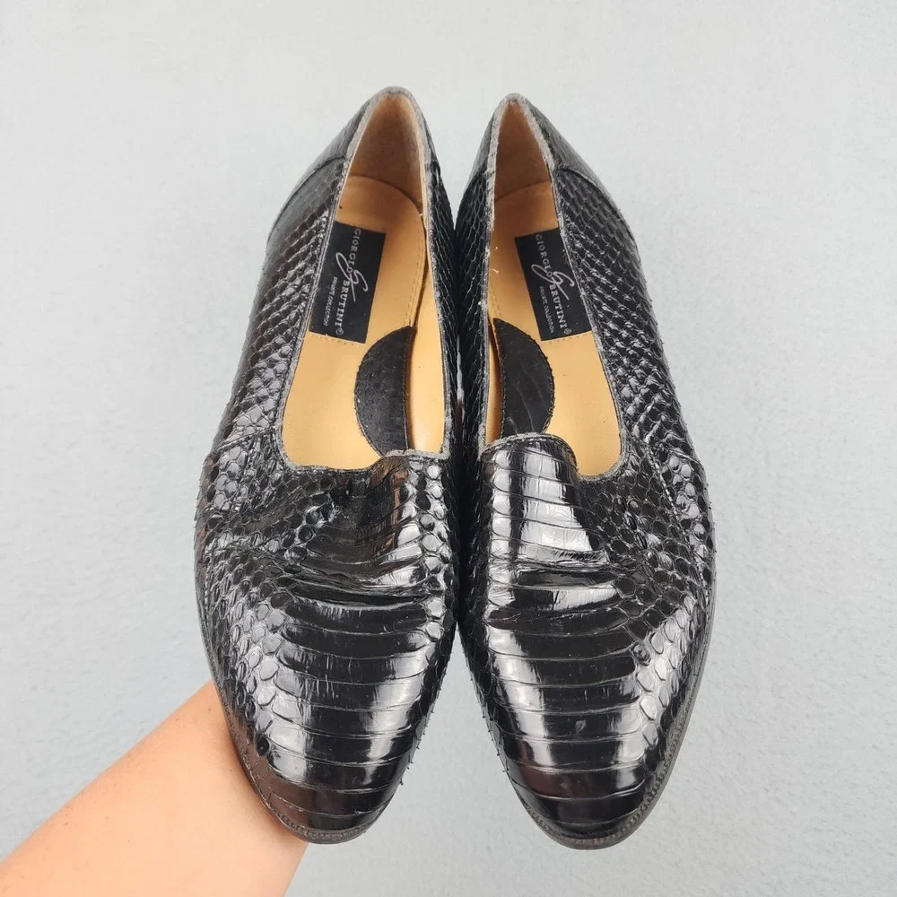 Giorgio Brutini Shoes Mens Size 10M Black Genuine Snake Leather Oxford Dress